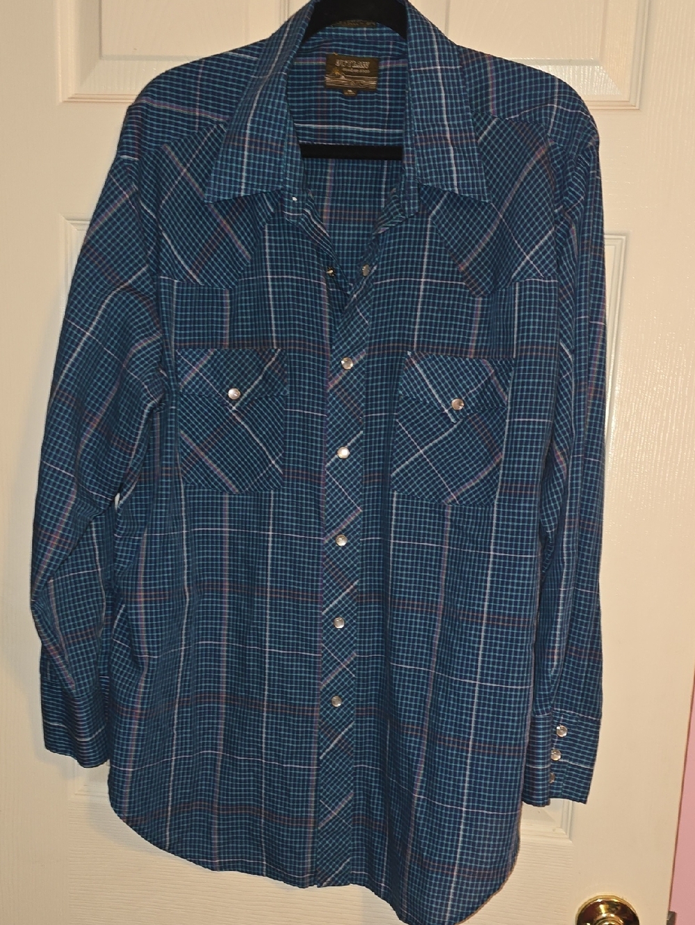 Stetson‎ Blue Plaid Western Button-Down Shirt